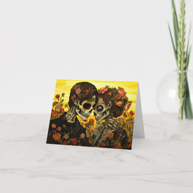 Custom text 💀 Artful Día de Muertos Card (Front)