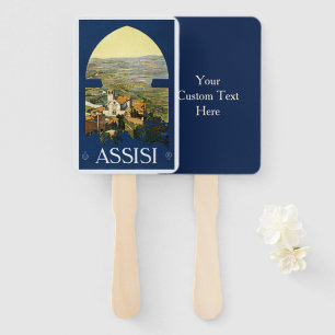 Custom text Assisi Italy Vintage Travel fan set