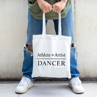 Custom Text Athlete & Artist Dancer Simple Black Tote Bag