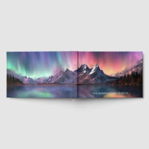 Custom Text Aurora Borealis Guest Book