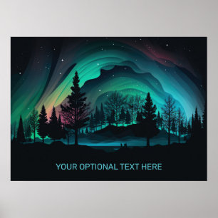 Custom Text Aurora Borealis Illustration Poster