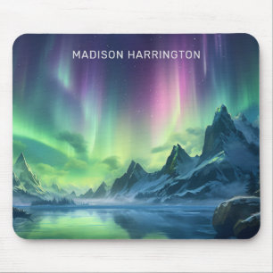 Custom Text Aurora Borealis Mouse Pad