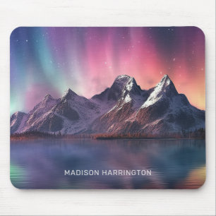 Custom Text Aurora Borealis Mouse Pad