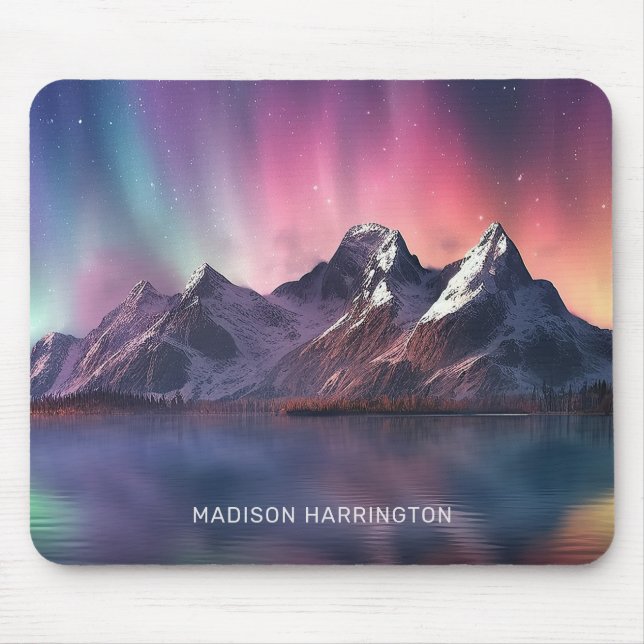 Custom Text Aurora Borealis Mouse Pad (Front)