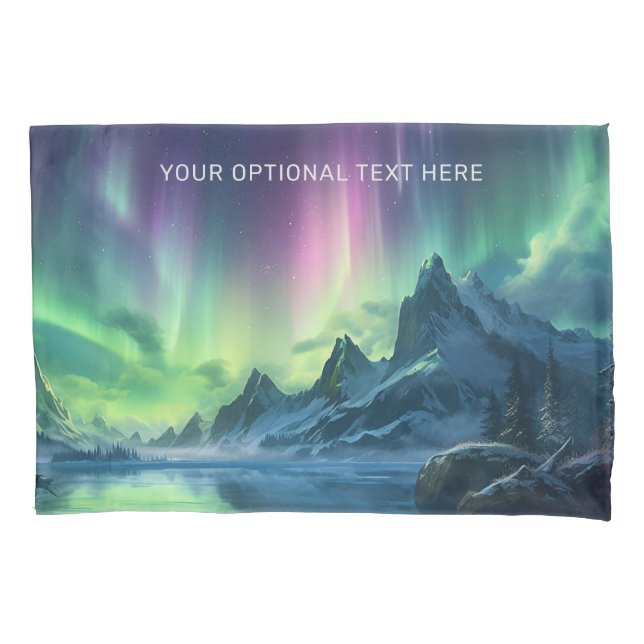 Custom Text Aurora Borealis Pillowcase (Front)