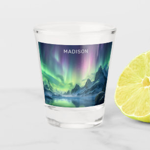 Custom Text Aurora Borealis Shot Glass