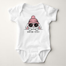Custom Text Baby Girl Cute Bunny Peeking