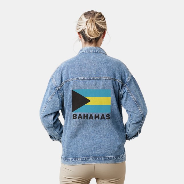 Custom Text Bahamas Flag Denim Jacket (Model)