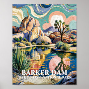 Custom Text Barker Dam Joshua Tree Van Gogh Desert Poster