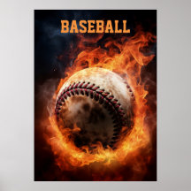 Custom Text Baseball on Fire
