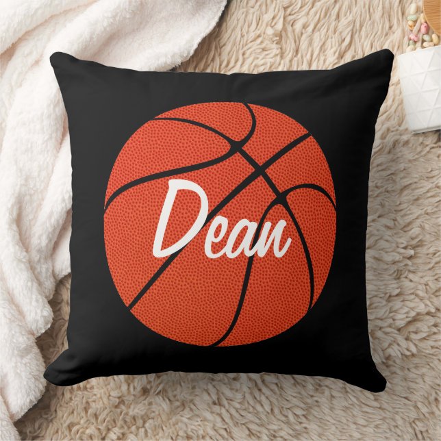 Custom Text Basketball Throw Pillow (Blanket)