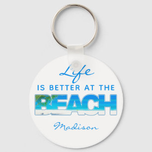 Custom text BEACH Key Ring
