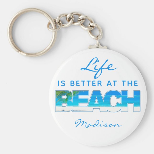 Custom text BEACH Key Ring (Front)