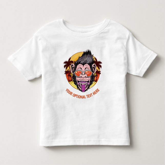 Custom text Beach Monkey clothing Toddler T-Shirt (Front)