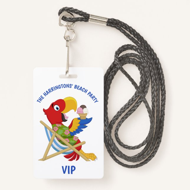 Custom text Beach Party badges ID Badge (Front with Lanyard)