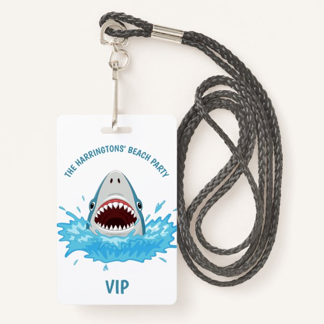 Custom text Beach Party badges ID Badge (Front with Lanyard)