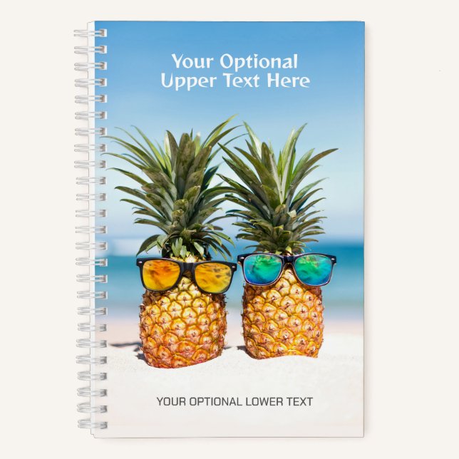 Custom Text Beach Pineapples Notebook (Front)