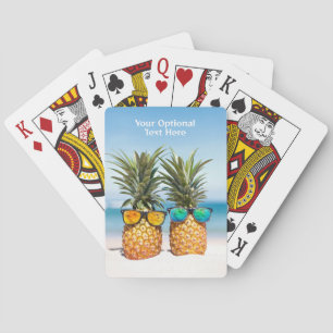 Custom Text Beach Pineapples Playing Cards