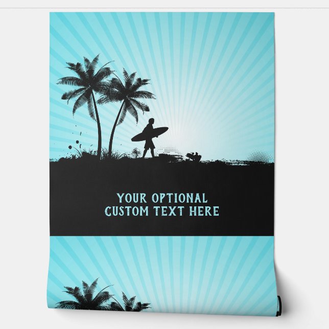 Custom Text Beach Surfer Wallpaper (Unrolling)