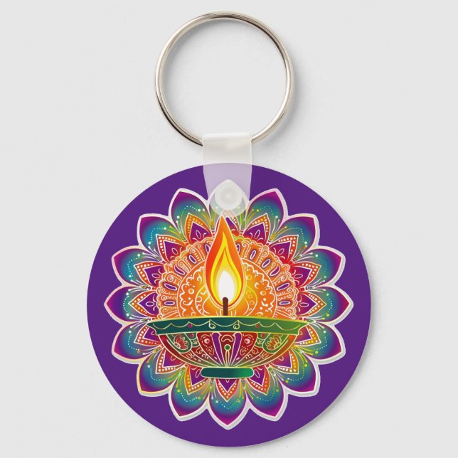 Custom text Beautiful Diwali  Key Ring (Front)