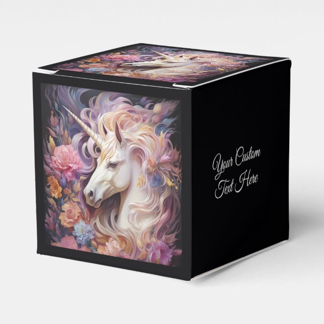 Custom Text Beautiful Unicorn Favour Box (Front Side)