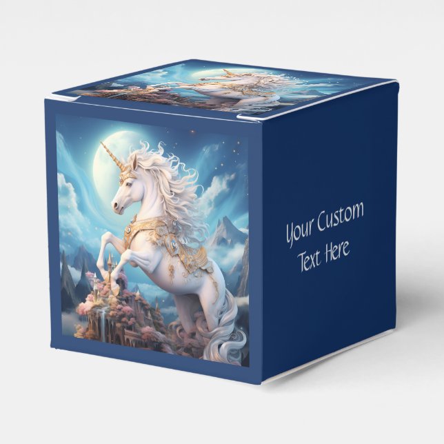 Custom Text Beautiful Unicorn Favour Box (Front Side)