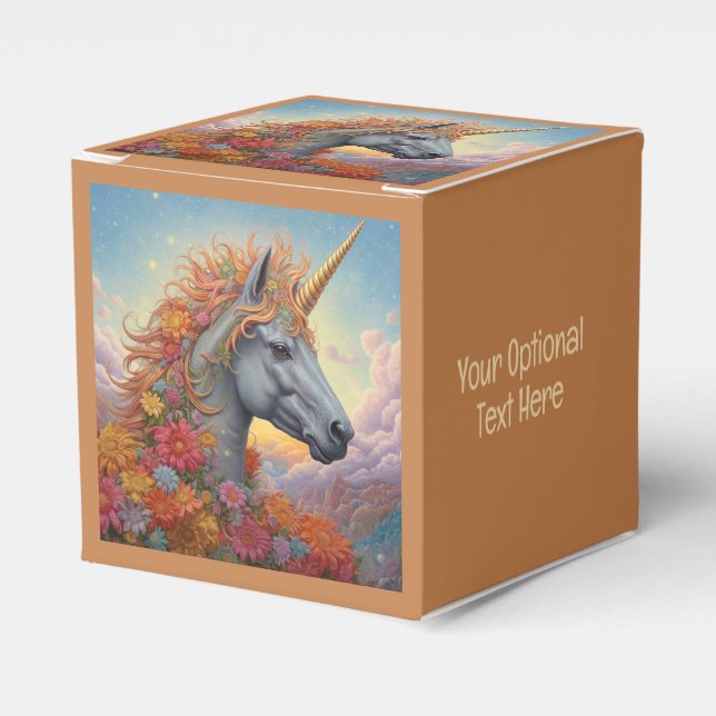 Custom Text Beautiful Unicorn Favour Box (Front Side)