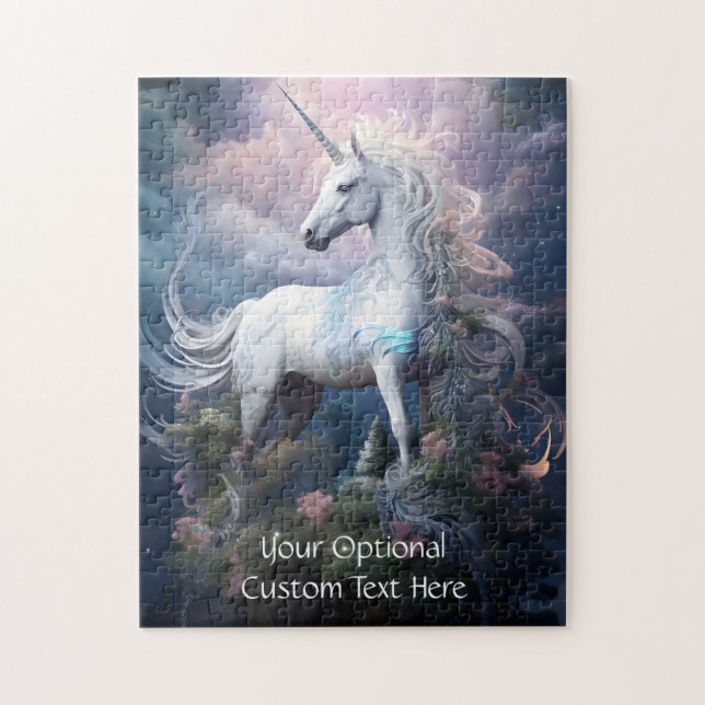 Custom Text Beautiful Unicorn Jigsaw Puzzle (Vertical)