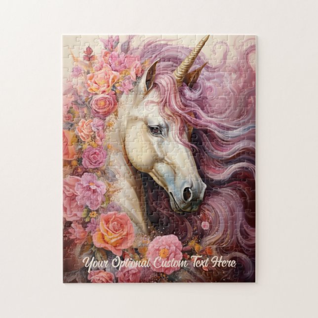 Custom Text Beautiful Unicorn Jigsaw Puzzle (Vertical)