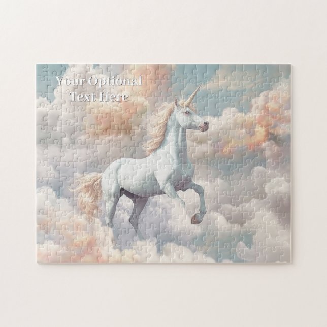 Custom Text Beautiful Unicorn Jigsaw Puzzle (Horizontal)
