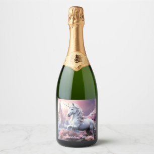 Custom Text Beautiful Unicorn Sparkling Wine Label