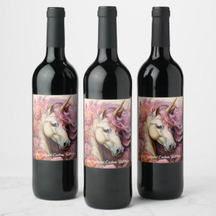 Custom Text Beautiful Unicorn Wine Label