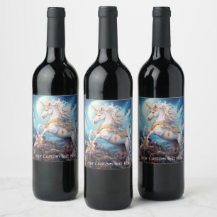 Custom Text Beautiful Unicorn Wine Label