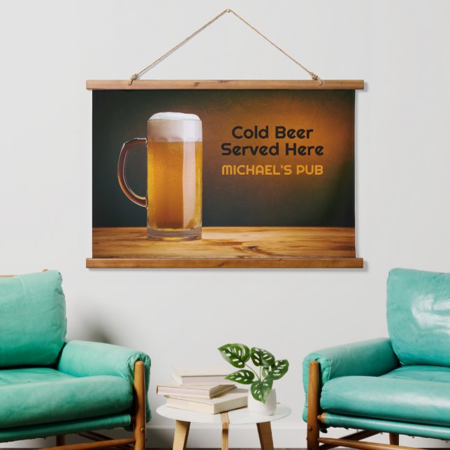 Custom Text Beer Glass / Pub Hanging Tapestry (Living Room)