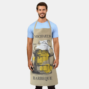 Custom text Beer Ilustration Apron