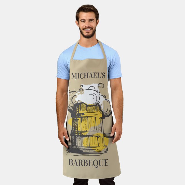 Custom text Beer Ilustration Apron (Worn)