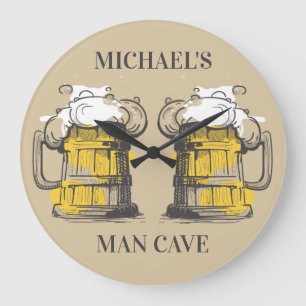 Custom text Beer Ilustration Large Clock