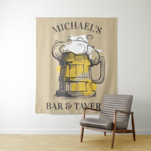 Custom text Beer Ilustration Tapestry