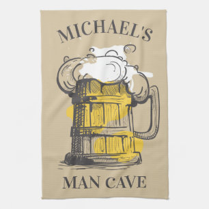 Custom text Beer Ilustration Tea Towel