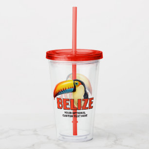 Custom Text BELIZE Toucan Acrylic Tumbler