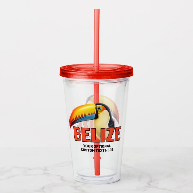 Custom Text BELIZE Toucan Acrylic Tumbler (Front)