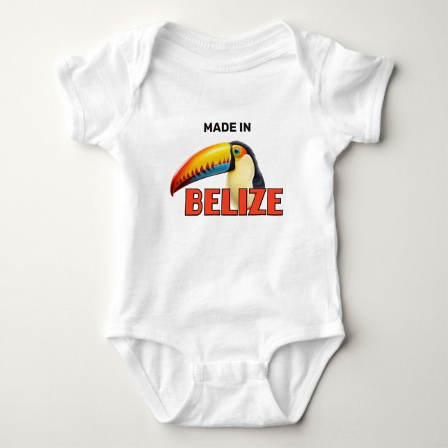 Custom Text BELIZE Toucan Baby Bodysuit (Front)