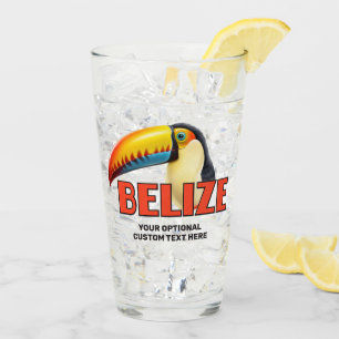 Custom Text BELIZE Toucan Glass