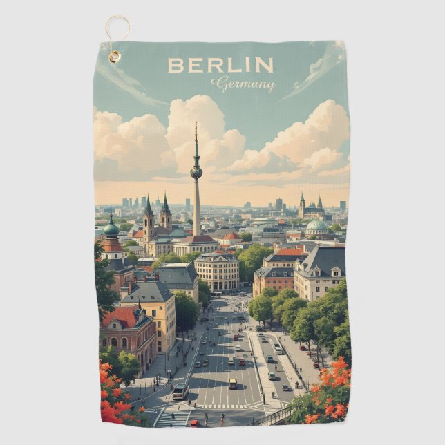 Custom Text Berlin, Germany Golf Towel (Front)