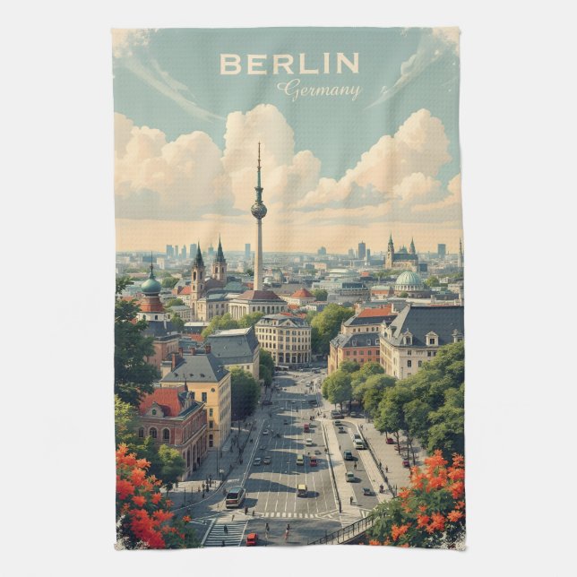 Custom Text Berlin, Germany Tea Towel (Vertical)