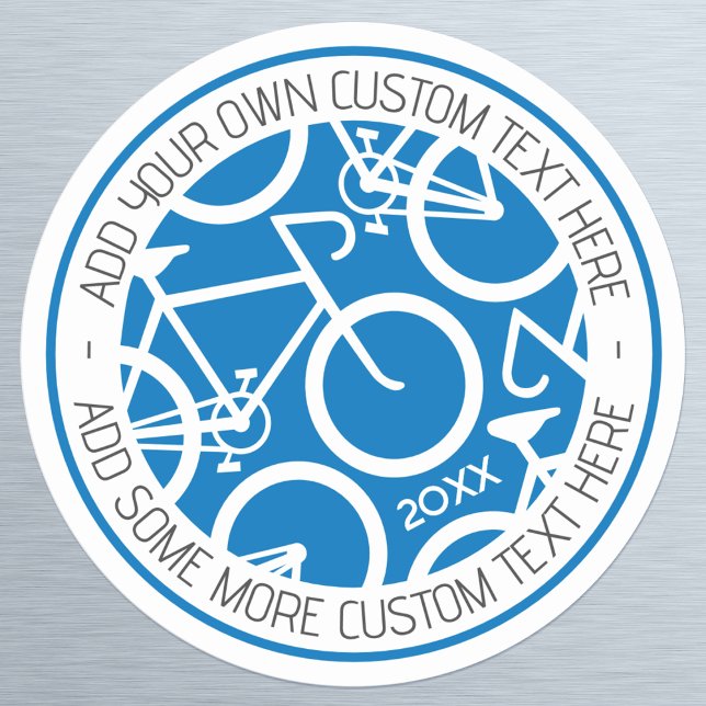 Custom Text Bicycle Blue Classic Round Sticker (Creator Uploaded)