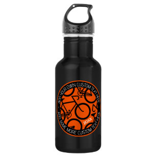 Custom Text Bicycle Orange & Black 532 Ml Water Bottle
