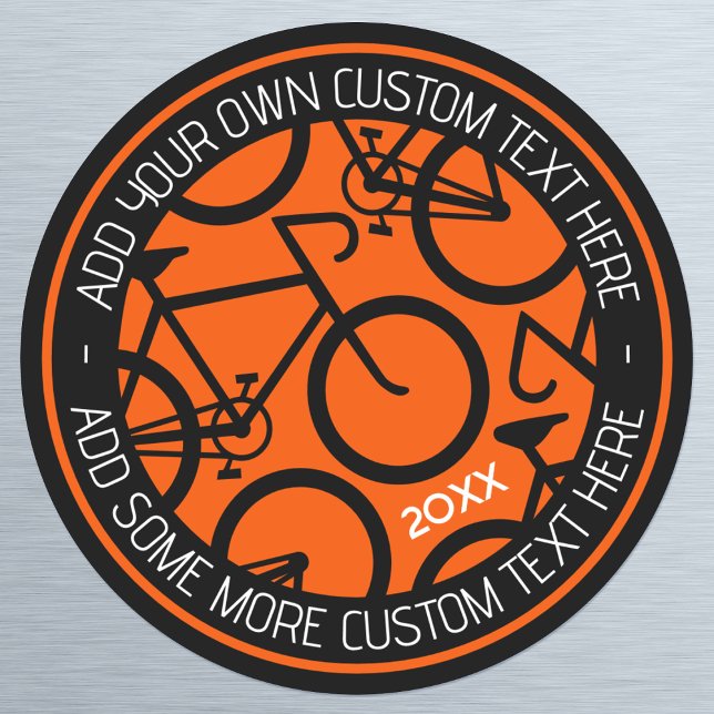Custom Text Bicycle Orange & Black Classic Round Sticker (Creator Uploaded)