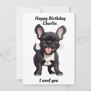 Custom text, Birthday Frenchie puppy birthday Holiday Card