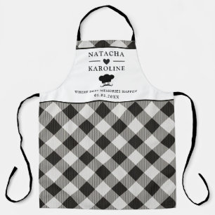 Custom Text, Black and White  Kitchen Apron